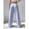 image:imageFloerns Womens Striped Elastic Waist Pants Straight Leg Casual Trousers with PocketWhite and Blue