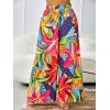 image:imageFloerns Womens Tropical Print High Elastic Waist Wide Leg Beach Palazzo PantsOrange Multi