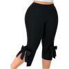 image:imageFloerns Womens Plus Size Capri Leggings High Waisted Bowknot Side Slit Yoga PantsBlack