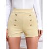 image:imageFloerns Womens Elegant High Waist Double Button Office Straight Leg ShortsApricot a