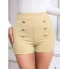 image:imageFloerns Womens Elegant High Waist Double Button Office Straight Leg ShortsApricot a