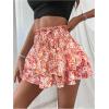 image:imageFloerns Womens Floral Tiered Ruffle Skorts Shirred Tie Front Elastic High Waisted Skirt ShortsOrange Multi