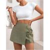 image:imageFloerns Womens Solid Wrap Front Linen Skirt Shorts Drawstring Knot Side Skort ShortsArmy Green