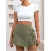 image:imageFloerns Womens Solid Wrap Front Linen Skirt Shorts Drawstring Knot Side Skort ShortsArmy Green