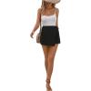 image:imageFloerns Womens Solid Wrap Front Linen Skirt Shorts Drawstring Knot Side Skort ShortsBlack