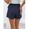 image:imageFloerns Womens Solid Wrap Front Linen Skirt Shorts Drawstring Knot Side Skort ShortsDark Blue