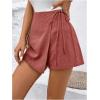 image:imageFloerns Womens Solid Wrap Front Linen Skirt Shorts Drawstring Knot Side Skort ShortsRedwood