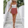 image:imageFloerns Womens Solid Wrap Front Linen Skirt Shorts Drawstring Knot Side Skort ShortsRedwood