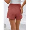 image:imageFloerns Womens Solid Wrap Front Linen Skirt Shorts Drawstring Knot Side Skort ShortsRedwood