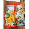 image:imageFloerns Womens Tropical Drawstring Waist Summer Shorts Straight Leg Boho ShortsBeige Multi
