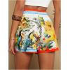 image:imageFloerns Womens Tropical Drawstring Waist Summer Shorts Straight Leg Boho ShortsBeige Multi