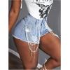 image:imageFloerns Womens Y2k Denim Shorts Distressed Raw Hem Chain Streetwear Jean ShortsBlue