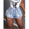 image:imageFloerns Womens Y2k Denim Shorts Distressed Raw Hem Chain Streetwear Jean ShortsBlue