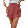 image:imageFloerns Womens Solid Wrap Front Linen Skirt Shorts Drawstring Knot Side Skort ShortsRedwood