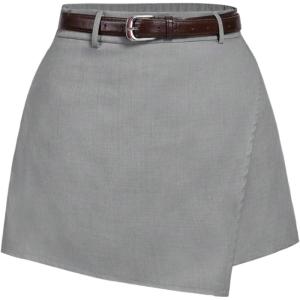 image:imageFloerns Womens Cow Print Mini Skort Wrap Asymmetric Hem Western Skirt Shorts with BeltLight Grey