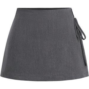 image:imageFloerns Womens Cute Tie Side Mini Skorts Split Going Out Coquette Skirt ShortsGrey