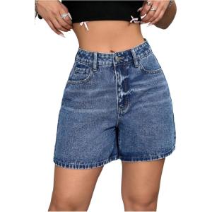 image:imageFloerns Womens High Waist Denim Shorts Summer Straight Leg Jean Shorts with PocketBlue