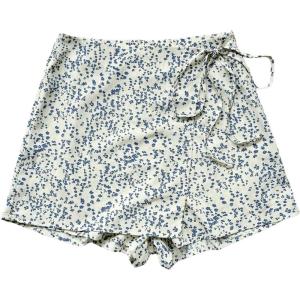 image:imageFloerns Womens Solid Wrap Front Linen Skirt Shorts Drawstring Knot Side Skort ShortsBeige Multi