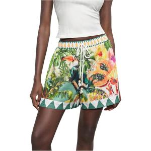 image:imageFloerns Womens Tropical Drawstring Waist Summer Shorts Straight Leg Boho ShortsGreen Multi