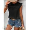image:imageFloerns Womens Boho Eyelet Embroidery Ruffle Cap Sleeve T Shirt Crew Neck Vacation Elegant Blouses TopBlack