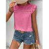 image:imageFloerns Womens Boho Eyelet Embroidery Ruffle Cap Sleeve T Shirt Crew Neck Vacation Elegant Blouses TopHot Pink