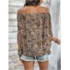 image:imageFloerns Womens Boho Off Shoulder 34 Bell Sleeve Summer Blouse TopBrown Multi