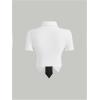 image:imageFloerns Womens Butterfly Metal Ruched Crop Tops Collar Short Sleeve T Shirt with TieWhite