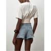 image:imageFloerns Womens Button Down Shirts V Neck Short Sleeve Ruched Casual Blouse Crop TopsApricot