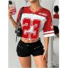 image:imageFloerns Womens Camo Print Team Sports T Shirts V Neck Basketball Jersey Tee ShirtsRed and White