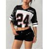 image:imageFloerns Womens Camo Print Team Sports T Shirts V Neck Basketball Jersey Tee ShirtsWhite and Black