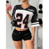image:imageFloerns Womens Camo Print Team Sports T Shirts V Neck Basketball Jersey Tee ShirtsWhite and Black