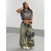 image:imageFloerns Womens Car Letter Graphic Print Cap Sleeve Round Neck T Shirt Crop TopsGrey