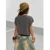 image:imageFloerns Womens Car Letter Graphic Print Cap Sleeve Round Neck T Shirt Crop TopsGrey