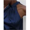 image:imageFloerns Womens Elegant Satin Halter Tops Sleeveless Bow Tie Back Dressy Casual BlousesDark Blue