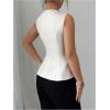 image:imageFloerns Womens Elegant Sleeveless Vest Shirts Flared Hem Business Casual Blouse TopsApricot