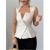 image:imageFloerns Womens Elegant Sleeveless Vest Shirts Flared Hem Business Casual Blouse TopsApricot