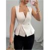 image:imageFloerns Womens Elegant Sleeveless Vest Shirts Flared Hem Business Casual Blouse TopsApricot