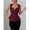 image:imageFloerns Womens Elegant Sleeveless Vest Shirts Flared Hem Business Casual Blouse TopsBurgundy