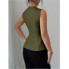 image:imageFloerns Womens Elegant Sleeveless Vest Shirts Flared Hem Business Casual Blouse TopsOlive Green