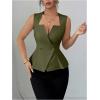 image:imageFloerns Womens Elegant Sleeveless Vest Shirts Flared Hem Business Casual Blouse TopsOlive Green