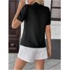 image:imageFloerns Womens Floral Embroidery Button Down Shirts Puff Sleeve Dressy Casual Blouse TopBlack