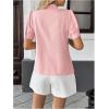 image:imageFloerns Womens Floral Embroidery Button Down Shirts Puff Sleeve Dressy Casual Blouse TopLight Pink