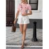 image:imageFloerns Womens Floral Embroidery Button Down Shirts Puff Sleeve Dressy Casual Blouse TopLight Pink