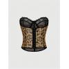 image:imageFloerns Womens Leopard Strapless Tube Top Lace Sleeveless Bandeau Cheetah Bustier TopsBrown Multi