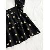 image:imageFloerns Womens Printed Square Neck Crop Tops Cap Sleeve Ruffle Hem Summer BlouseBlack