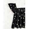 image:imageFloerns Womens Printed Square Neck Crop Tops Cap Sleeve Ruffle Hem Summer BlouseBlack