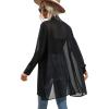 image:imageFloerns Womens Sheer Drop Shoulder Blouse Long Sleeve Collar Button Loose Shirts TopsA Black