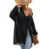 image:imageFloerns Womens Sheer Drop Shoulder Blouse Long Sleeve Collar Button Loose Shirts TopsA Black