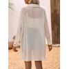 image:imageFloerns Womens Sheer Drop Shoulder Blouse Long Sleeve Collar Button Loose Shirts TopsApricot
