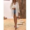 image:imageFloerns Womens Sheer Drop Shoulder Blouse Long Sleeve Collar Button Loose Shirts TopsApricot